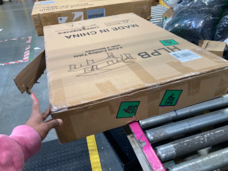 Photo 1 of **PARTIAL SET**
HLPB Folding Table Picnic Table Set, 6 ft Camping Table with 2 Benches, Outdoor Indoor Portable Folding Furniture for Working Meeting Party, Camping, Picnic, Weddings w/Handle and Safety Locks, White