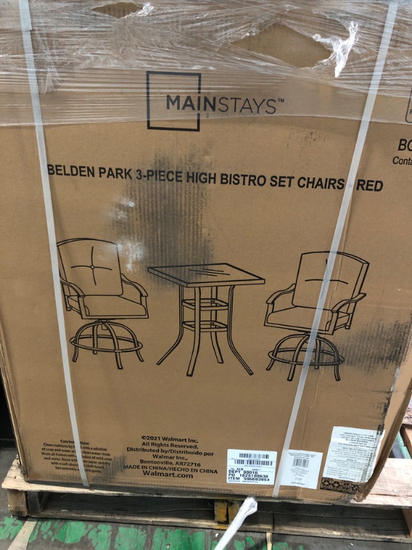 Photo 1 of *****SIMILAR***

 2 Piece Patio Swivel Bar Stools Texteline Bistro Chairs with High Back/Armrest/Footrest, All Weather Padded Seating Outdoor Furniture Height Outdoor Chairs for Outside, Lawn & Garden. RED