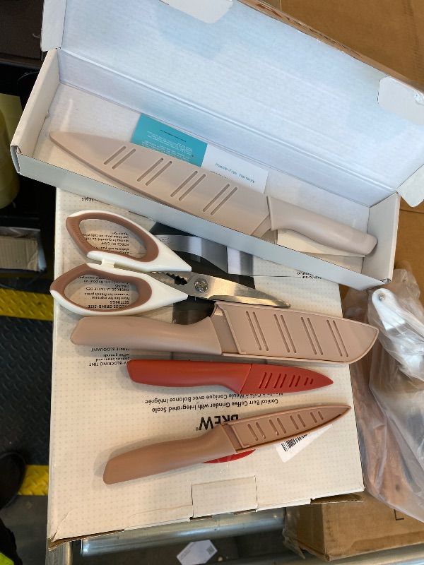 Photo 1 of ***MISSING TWO KNIVES*** Astercook Knife Set, 13 Pieces Kitchen Knives Set with Healthy Anti-Rust Coating, Dishwasher Safe, Stainless Steel Chef Knife Sets with 6 Blade Guards, Perfect Holiday Gifts for Kitchen