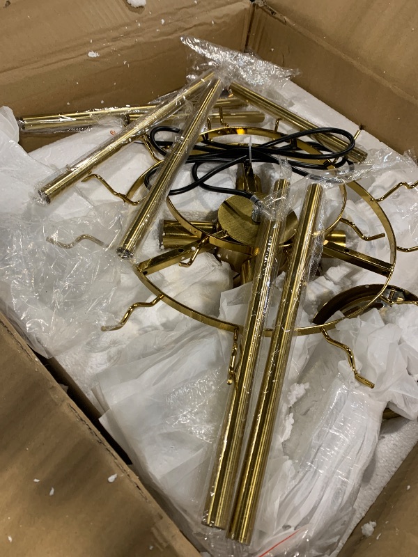 Photo 1 of ****IT IS UNKNOWN IF ANY PARTS ARE MISSING****Modern Gold Cloud Glass Chandeliers, 15.7 Inches Creative Crystal Pendant Ceiling Fixture, 2 Tier Luxury Height Adjustable Chandelier, 4-Light for Bedroom Living Room Dining Room Hallway Foyer (E12)