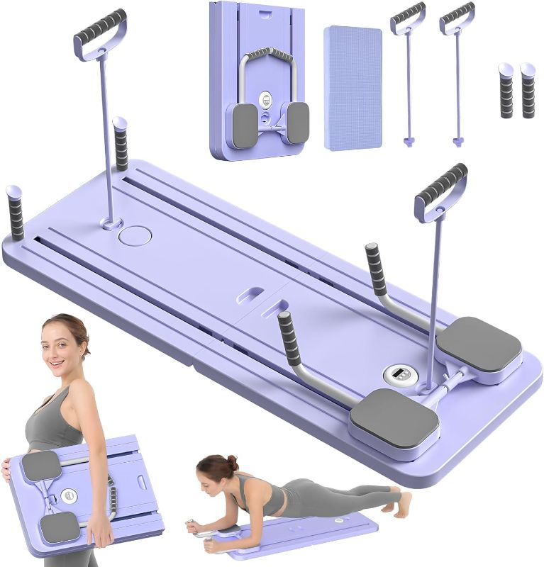Photo 1 of **WHITE AND BLUE**
Pilates Board - Pilates Reformer Set, Multi-Purpose Foldable Pilates Reformer Board for Home, 5 in 1 Pilates Sliding Board