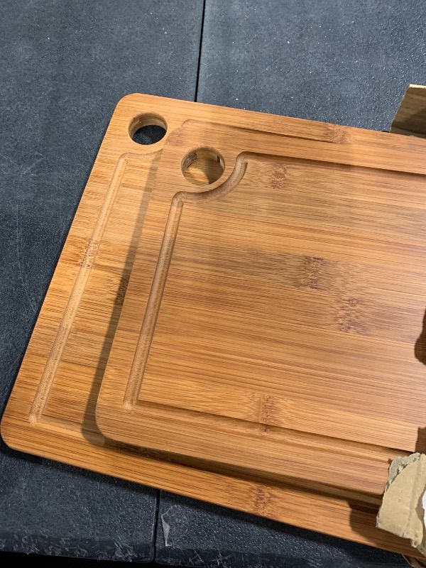 Photo 1 of **2 PCS*Bamboo Cutting Board for Kitchen – 3-Piece Wooden Boards with Juice Grooves, Side Handles, Non-Slip Mats – Perfect for Meat, Veggies, Fruit – Ideal Kitchen Gift