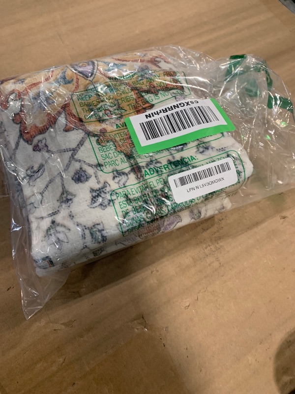 Photo 1 of ***small mat ***RELEANY Area Rugs 8'x10' Washable Non-Slip, Floral Vintage Distress Print Pattern Medallion Carpet for Living Room Bedroom Dining Room, Light Yellow Carbon Grey Orange