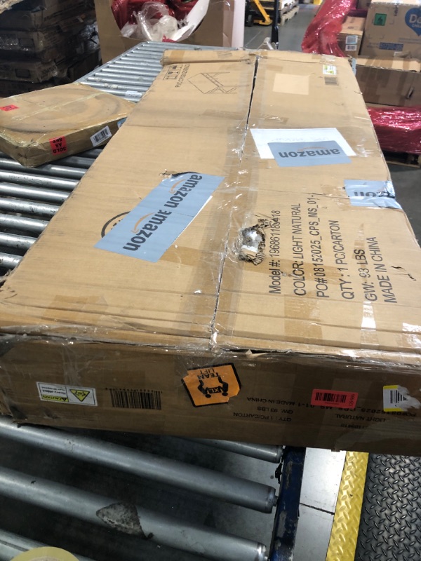 Photo 1 of **ASSEMBLY INSTRUCTIONS INCLUDED*** Martha Stewart Rhett Home Office Desk with 3 Drawers and Tapered Legs in Light Natural with Antique Bronze Hardware