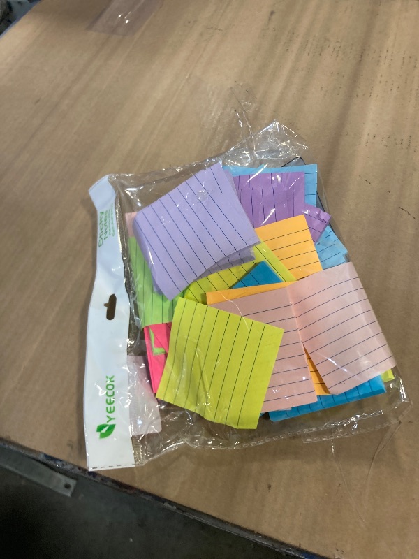 Photo 1 of (18 Pads) Lined Sticky Notes 3x3 in Bright Ruled Post Stickies Colorful Super Sticking Power Memo Pads