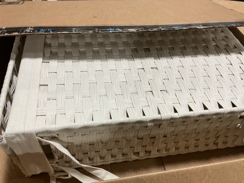 Photo 1 of *** NOT EXACT*****SONGMICS Laundry Hamper with Lid, 23.8 Gallon (90 L) Synthetic Rattan Clothes Laundry Basket with Lid and Handles, Foldable, Removable Liner, Cloud White ULCB51WT