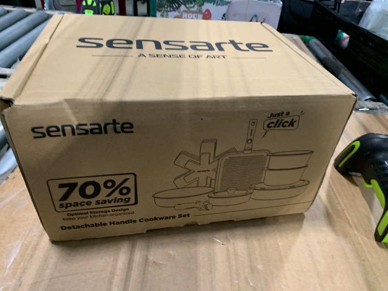 Photo 1 of **MISSING SEVERAL PARTS**
SENSARTE 7 Piece Pots and Pans Set, Nonstick Detachable Handle Cookware Set, Induction Kitchen Cookware Set with Removable Handle, Healthy Non Stick for RV, Dishwasher ? Oven Safe, PFOA Free (Black) **ONLY 7 PIECE***