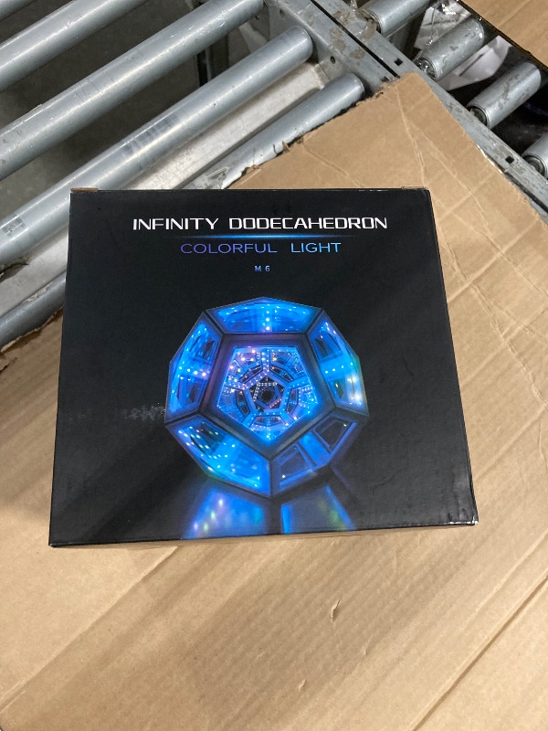 Photo 1 of ***MISSING POWER CABLE*** MITO Infinity Mirror Light Infinite Dodecahedron Color Art Light for Gaming Room Decor 3D Hyper Cube RGBW Color Changing Night Lighting for Computer Gaming Desk Birthday Christmas Gift