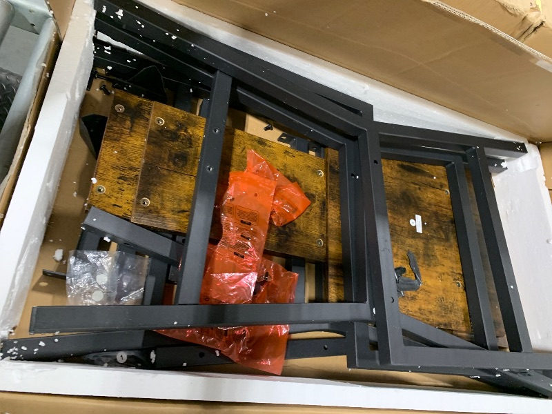 Photo 1 of **LOOSE HARDWARE** VASAGLE Dining Chair Set of 2, Rustic Wood Chairs with Metal Steel Frame, Easy to Assemble, Comfortable Seat, Modern Farmhouse Chair for Kitchen, Bedroom, Living Room, Rustic Brown and Ink Black