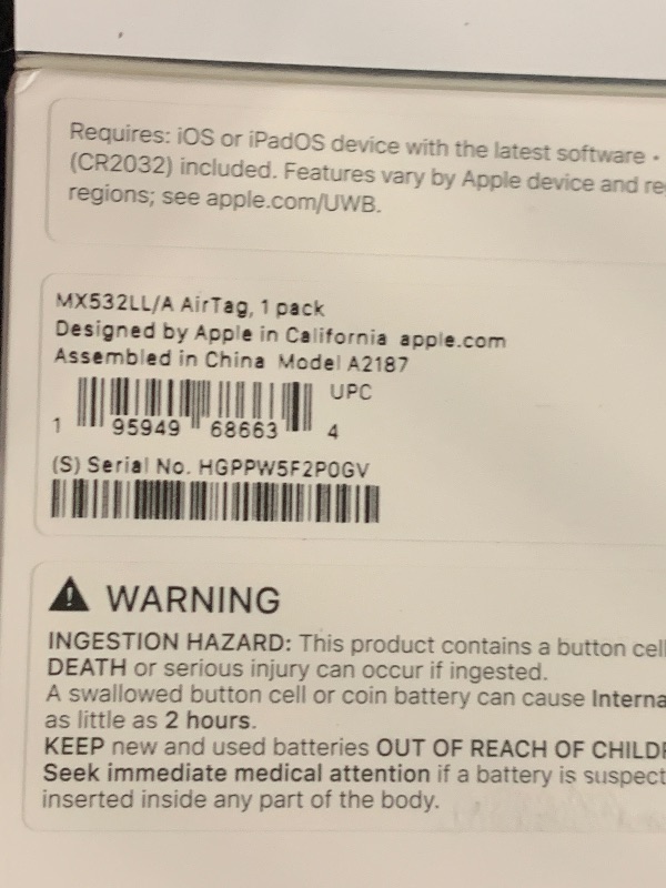 Photo 1 of **SEALED** Apple AirTag. Keep Track of and find Your Keys, Wallet, Luggage, Backpack, and More. Simple one-tap Set up with iPhone or iPad, Bluetooth