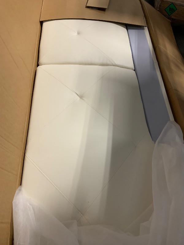 Photo 1 of **PARTIAL SET RIGHT SIDE** **ONE BOX** Golden Coast White Faux Leather L-Shaped Living Room Sectional Sofa Set