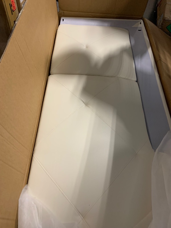 Photo 1 of **PARTIAL SET RIGHT SIDE** **ONE BOX** Golden Coast White Faux Leather L-Shaped Living Room Sectional Sofa Set