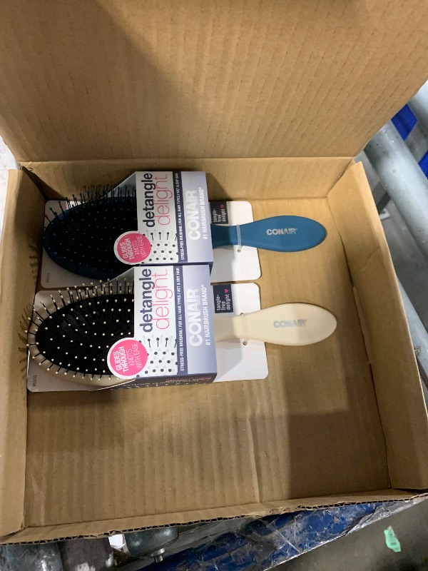 Photo 1 of **MISSING ONE** Conair Detangling Hair Brush Set, 3-Pack Detangler Brushes for Wet or Dry Hair, Gentle Detangler for All Hair Types, Bristle Hair Brushes for Women, Beige, Navy, and Coral