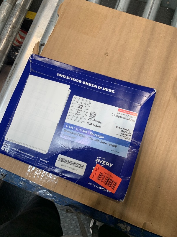 Photo 1 of ** SIMILAR IMAGE 32 LABELS Avery Outdoor Waterproof Rectangle Labels with Sure Feed Technology, 1" x 2", White Film, Print-to-The-Edge, Compatible with Laser Printers, 600 Labels Total