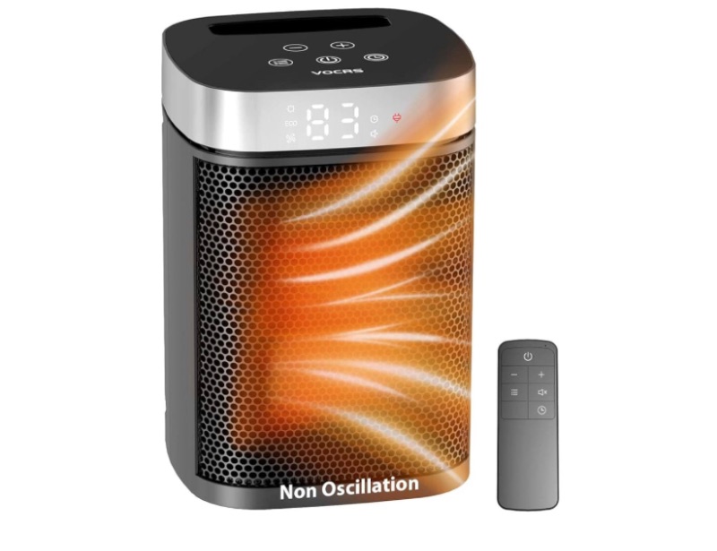 Photo 1 of ***similar image unknown model*** Small Portable Space Heater for Indoor Use - VOCRS 1500W PTC Electric Heater with Thermostat, Remote Control, 12H Timer, Eco and Fan Mode, Rapid and Safe Heating for Bedroom, Office