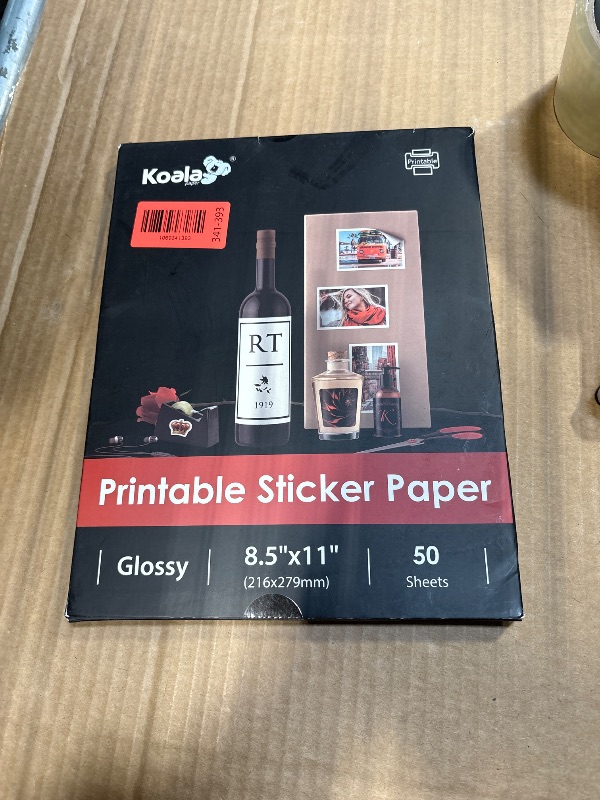 Photo 1 of (50 Sheets) Koala Glossy Sticker Paper for Inkjet Printer, Printable Sticker Paper White, 8.5x11 Inch Self-Adhesive Photo Sticker Printer Paper