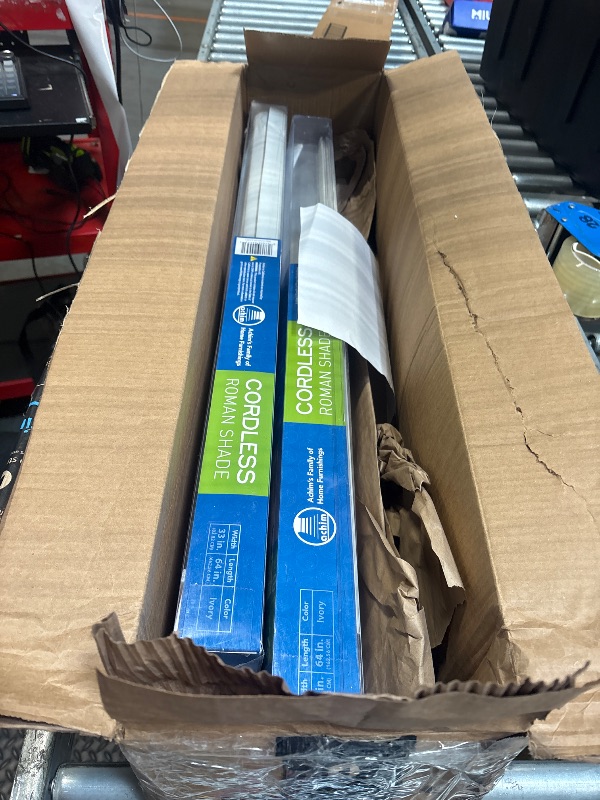 Photo 1 of **** BUDLE OF 2 *** Cordless Roman Shades for Windows - 33 Inch Width x 64 Inch Length (Ivory) - Blackout Polyester Window Privacy Blinds for Bedroom, Kitchen & Dining Room by Achim Home Décor