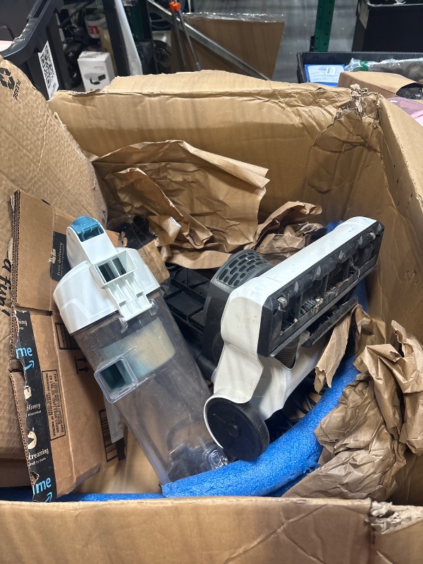 Photo 1 of ******* DOES NOT WORK HAS MISSING PIECES FINAL SALE *******Amazon Basics Upright Bagless Vacuum Cleaner for Carpet and Hard Floors, With Crevice and Upholstery Tools, Detachable Handle, Lightweight (8.4 lbs), 1.7L Dust Cup, 720W, 25ft Cord, Black/White