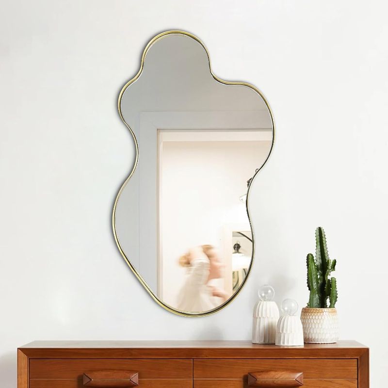 Photo 1 of *****FACTORY SEALED***** DAOYIJIAJU Irregular Mirror, 51.1"x25.59" Asymmetrical Mirrors for Wall, Gold Abstract Mirror Decorative, Large Unique Shaped Mirrors for Living Room Bathroom Bedroom Hallway Entryway Fireplace