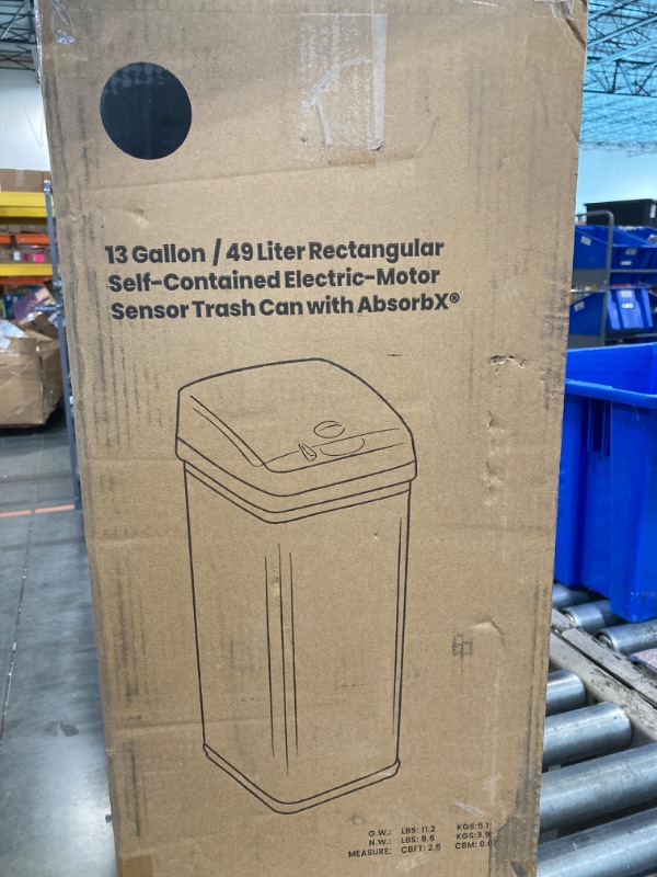 Photo 1 of **MISSING PARTS**
iTouchless 13 Gallon Kitchen Trash Can with Odor Filter, Automatic Motion Sensor Bin, Soft-Close Stainless Steel, Slim Wastebasket for Narrow Spaces, Matte Black