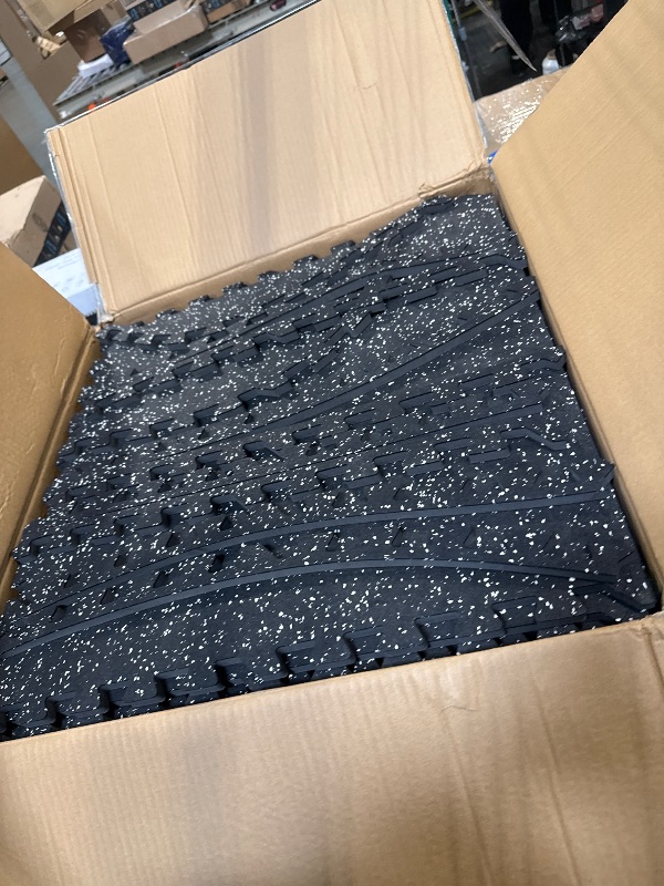 Photo 1 of 1/2in Thick 48 Sq Ft Rubber Top High Density EVA Foam Exercise Gym Mats Non-Slip 12 Pcs - Interlocking Puzzle Floor Tiles for Home Gym Heavy Workout Equipment Flooring - 24 x 24in Tile, Black & White