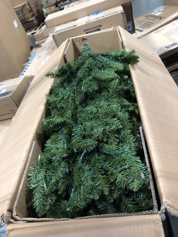 Photo 1 of ***MAJOR DAMAGE*** National Tree Company 7.5 ft Pre-Lit Dunhill Fir Artificial Christmas Tree, 700 LED Lights, 2,514 Tips, PowerConnect, Foot Pedal, 10 Light Functions, Includes Stand, Green