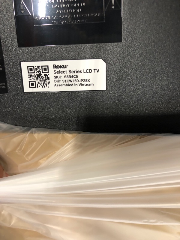 Photo 1 of ******SOLD FOR PARTS MISSING CORD**** Roku Smart TV 2025 – 65-Inch Select Series, 4K HDR TV – RokuTV with Enhanced Voice Remote – Flat Screen LED Television with Wi-Fi for Streaming Live Local News, Sports, Family Entertainment1230.00.