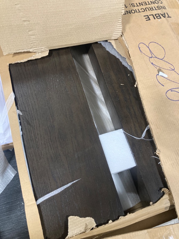 Photo 1 of ***MINOR DAMAGE*** Signature Design by Ashley Burkhaus Contemporary Counter Height Dining Table with Double-Pedestal Base and Wine Rack, Dark Brown