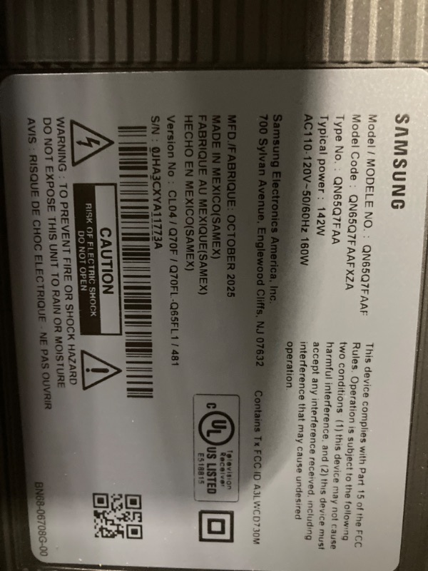 Photo 1 of ***CRACKED SCREEN***Samsung 65-Inch Class QLED Q7F Series Samsung Vision AI Smart TV (2025 Model, 65Q7F) Quantum HDR, Object Tracking Sound Lite, Q4 AI Gen1 Processor, 4K upscaling, Gaming Hub, Alexa Built-in