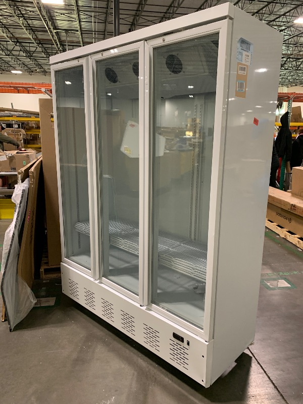 Photo 1 of ** SIMILAR** Commercial Beverage Freezer,Three Glass Door Ice Cream Display Freeze & Frozen Treat Merchandiser Upright Display Freezer for Restaurant Bar,ETL Sanitation,71" Wide,62 Cu Ft,Wheels Not Included