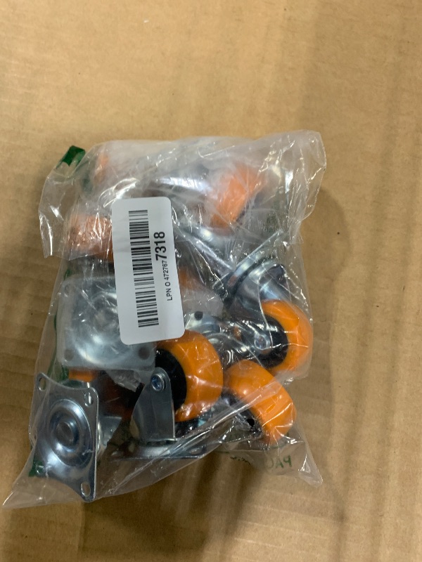 Photo 1 of 1.5 Inch Casters, ASHGOOB Caster Wheels/Casters Set of 8, 360° Swivel Universal Plate Caster Wheels for Storage Box/Small Furniture/Kitchen Appliances, Orange Polyurethane (PU) Castors (8 Pack)