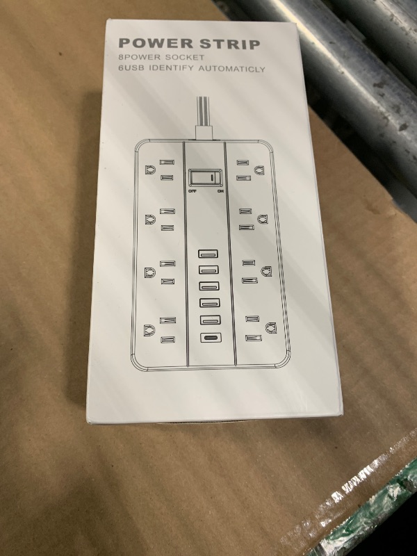 Photo 1 of 10 Ft Extension Cord Surge Protector, SMNICE 8 Widely Spaced Outlets and 6 USB (1 USB C) Charging Ports Flat Plug Power Strip, Desktop Power Cord for Travel Home Office Accessories Black