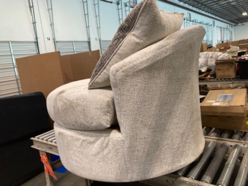 Photo 1 of **stained furniture**
Signature Design by Ashley Soletren Contemporary Chenille 360-Degree Swivel Accent Chair, Off-White