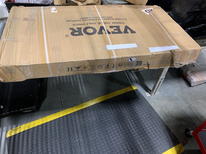 Photo 1 of **PARTS MISSING / HARDWARE ** VEVOR Workbench Adjustable Height 28-39.5'' Work Bench for Garage Oak Plank & Carbon Steel Heavy Duty Workbench 2000lbs Weight Capacity top Size 48x24 Hardwood Workbench 3m Cable 30 Hooks, Black