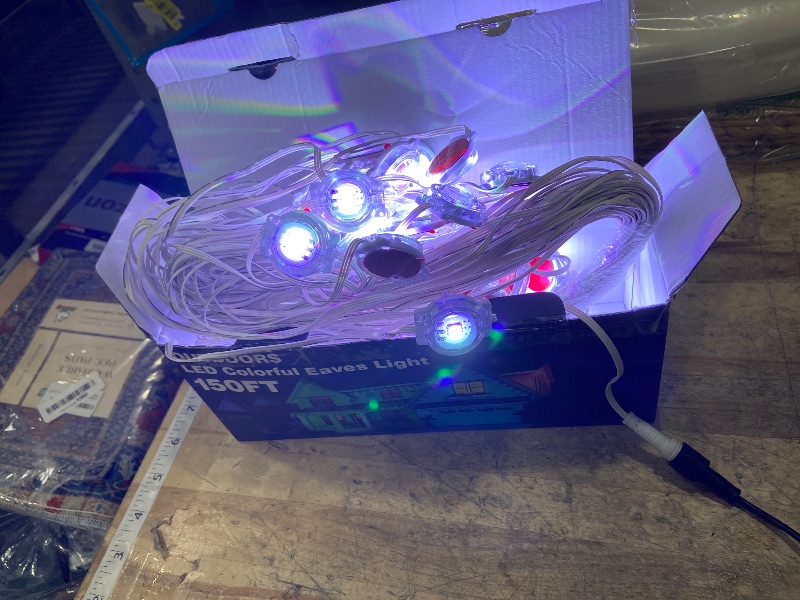 Photo 1 of 150FT Permanent Outdoor RGB Lights - Waterproof Smart LED Eaves Lights with App/Remote Control, Music Sync & DIY Scenes, Perfect for Christmas, Halloween, Parties & Daily Decor, Ideal for House Roof