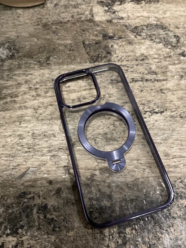 Photo 1 of [Tri-Shield Protection] for iPhone 14 Pro Max Case with 360° Spin Stand Compatible with MagSafe [Magnetic CD Ring][Screen & Camera Lens Protector]Shockproof Plating Never-Yellowing, Purple-6.7"