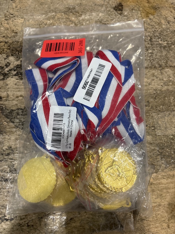 Photo 1 of 12 Pcs Gymnastics Medals - 2 Inch Gold Metal Award Medal with V Neck Ribbons for Kids Adults Gymnastics Tournament, Gymnastics Theme Party