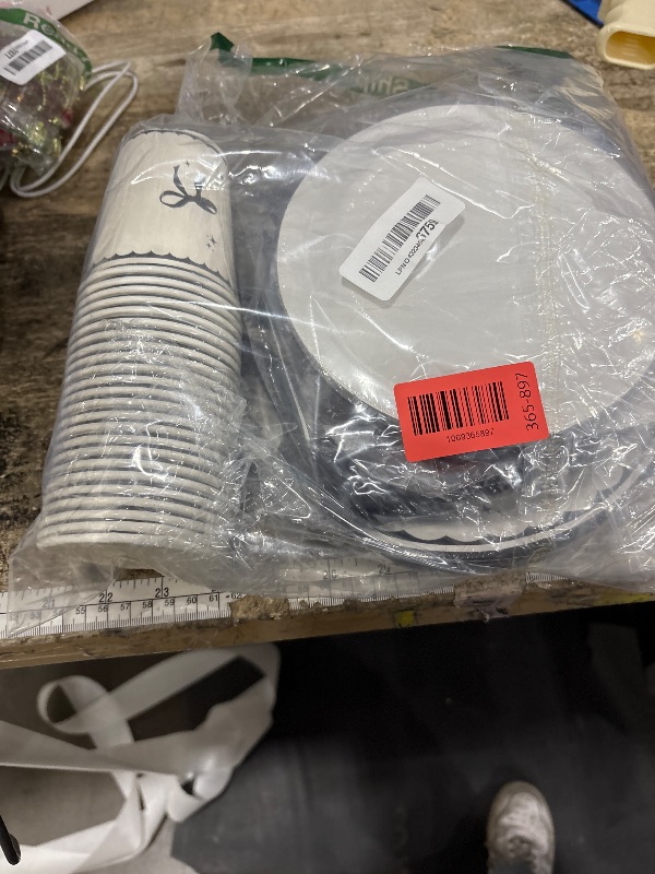 Photo 1 of 171Pcs Black White Bow Birthday Party Decorations for 24 Guests - Bow Party Supplies Banner Plates and Napkins Forks Cups Cutlery Tablecloch for Bride Baby Shower Birthday Decorations