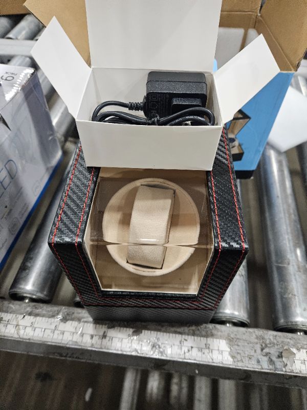 Photo 1 of ** Case and power cable only ** Efaithtek Automatic Single Watch Winder in Black Carbon Fiber Leather with Japanese Quiet MotorAC Adapter or Battery Powered