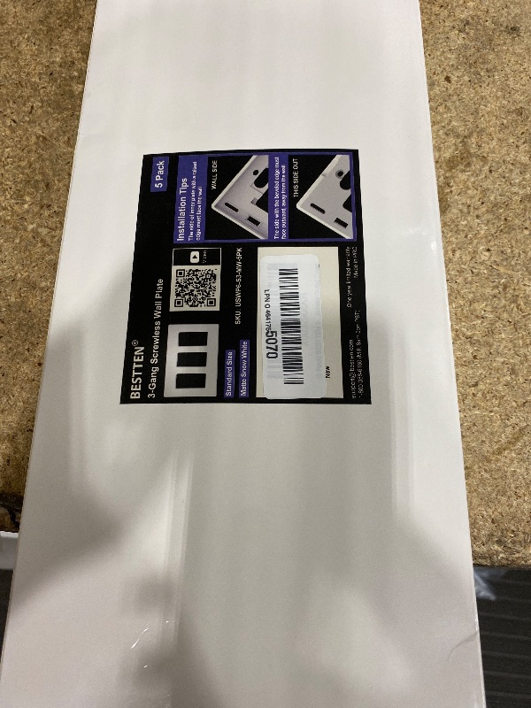Photo 1 of (5 Pack) BESTTEN USWP6 Matte Snow White 3-Gang Screwless Wall Plate, Decorator Outlet Cover, H4.69” x W6.54”, for Light Switch, Dimmer, USB, GFCI, Receptacle