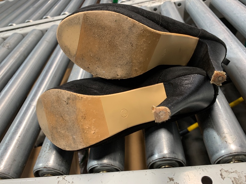 Photo 1 of **DIRTY AND SCRATCHED SOLES, NEEDS NEW HEELS CAPS** Women's Bow Heels Mary Jane High Heel Closed Toe Platform Vintage Dress Pumps Black Label Size 38 - US 8