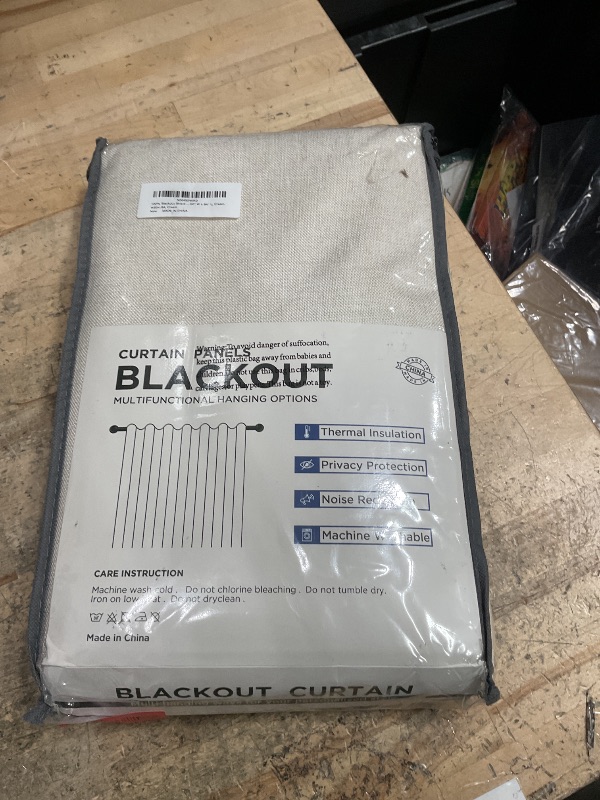 Photo 1 of 100% Blackout Shield Linen Blackout Curtains for Bedroom 84 Inches Long, Back Tab/Rod Pocket Living Room Drapes, Thermal Insulated Blackout Curtains 2 Panels Set, 50" W x 84" L, Cream