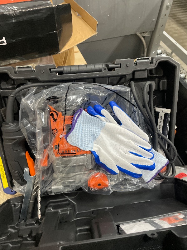 Photo 1 of 1-1/4 Inch SDS-Plus 13 Amp Heavy Duty Rotary Hammer Drill with Safety Clutch 3 Functions, Vibration Control, for Floor Tile Removal, Concrete Breaker, Including Grease, Chisels & Drill Bits