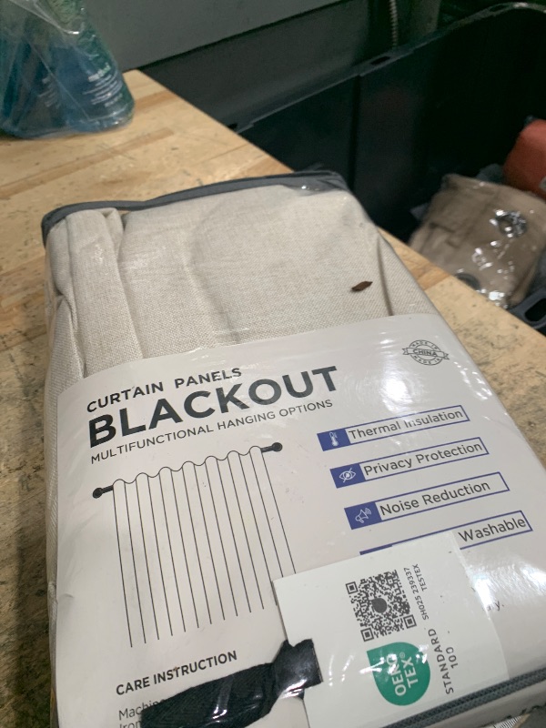 Photo 1 of 100% Blackout Shield Linen Blackout Curtains for Bedroom 72 Inches Long, Back Tab/Rod Pocket Living Room Drapes, Thermal Insulated Blackout Curtains 2 Panels Set, 50" W x 72" L,Cream