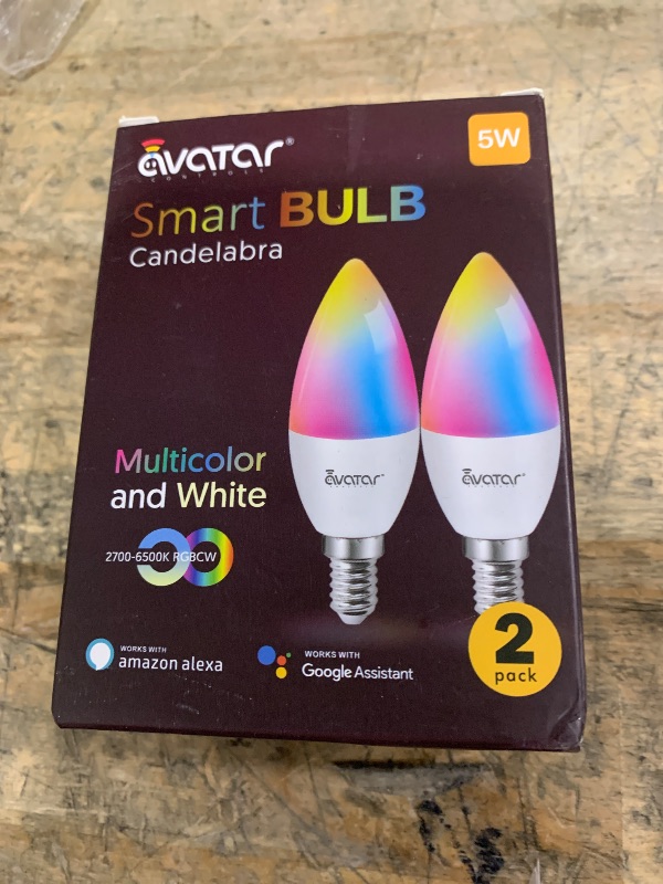 Photo 1 of 2 Pack E12 LED Light Bulb Compatible w/Google Siri Alexa Light Bulb 5W Type B Smart Bulb RGBCW 16 Million Color Changing Bulb 2.4G WiFi B11 Candelabra Bombillos Work w/Smart Life AvatarControls APP