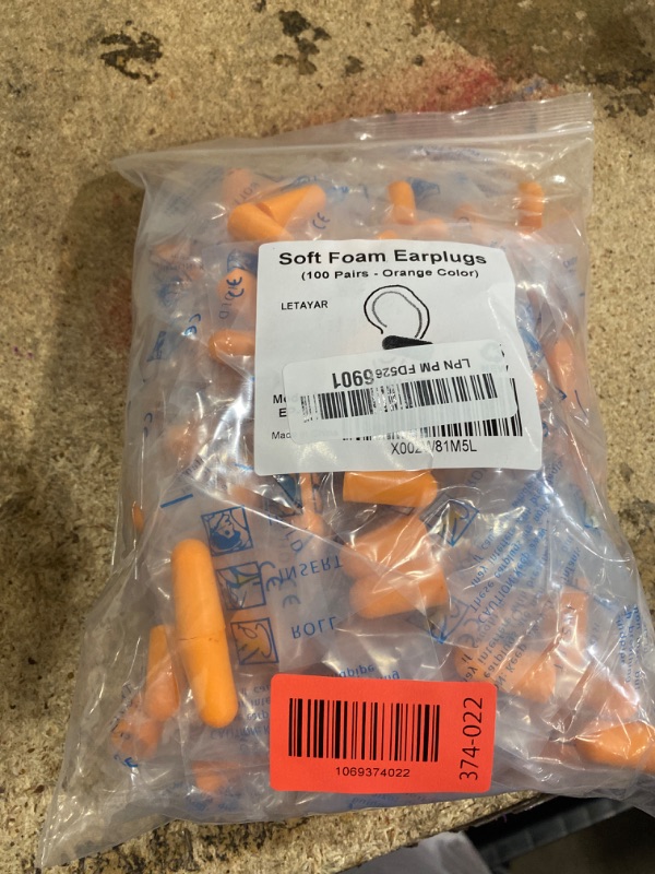 Photo 1 of 100 Pairs Orange Foam Ear Plugs - 33dB NRR Highest Protection, Soft & Comfortable Noise Canceling Earplugs for Sleeping, Work, Snoring, Construction, Loud Noise