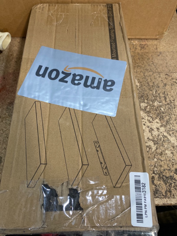 Photo 1 of ***FOR PARTS HAS DAMAGED PIECES*** BAYKA Floating Shelves for Wall, Wall Mounted Rustic Wood Shelves for Bathroom, Bedroom, Living Room, Kitchen, Hanging Shelf for Books/Storage/Room Decor with 22lbs Capacity (Black, Set of 3, 15.7in)