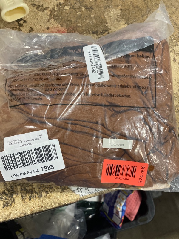 Photo 1 of 1 Pack Brown Table Clothes for 4 Foot Rectangle Tables, One-Piece Wrinkle Resistant Stretch Spandex Table Covers with Skirt for Event Banquet Wedding Birthday Party