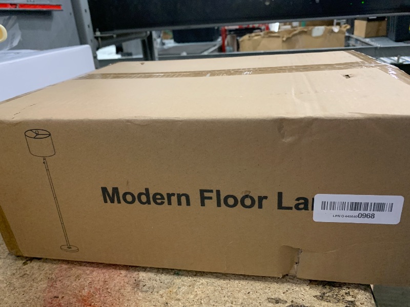 Photo 1 of ?Upgraded?Dimmable Gold Floor Lamps for Living Room, 11W LED Bulb Included, Modern Standing Lamp with Marble Base, Tall Pole Light with White Linen Shade for Bedroom Reading Office Corner Nursery