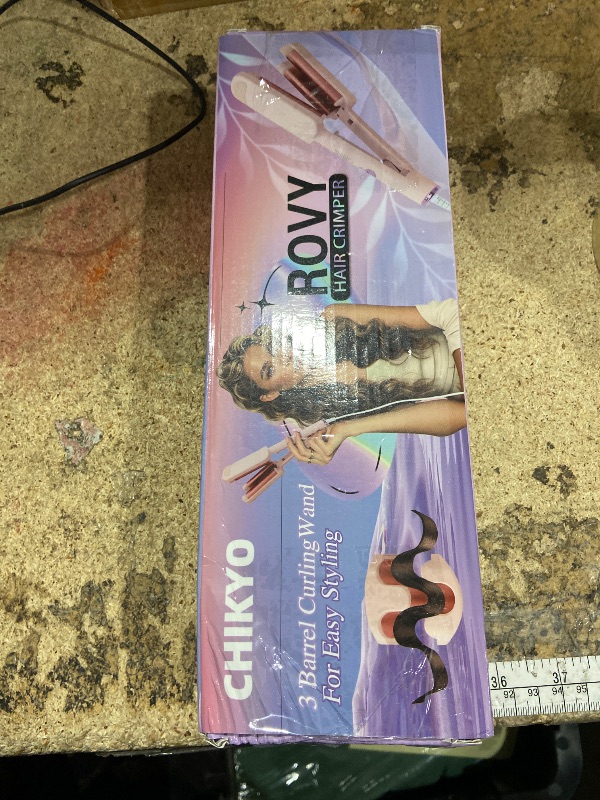 View 2 of ***UNKNOWN DAMAGES*** Curling Iron Hair Crimper Waver - CHIKYO 3 Barrel Rovy Wave Curling Iron, 1.25 Inch Ionic Beach Waves Curling Wand, Deep Waver Hair Curler Hot Tool with Ceramic for Women, Dual Voltage, Easy to Use